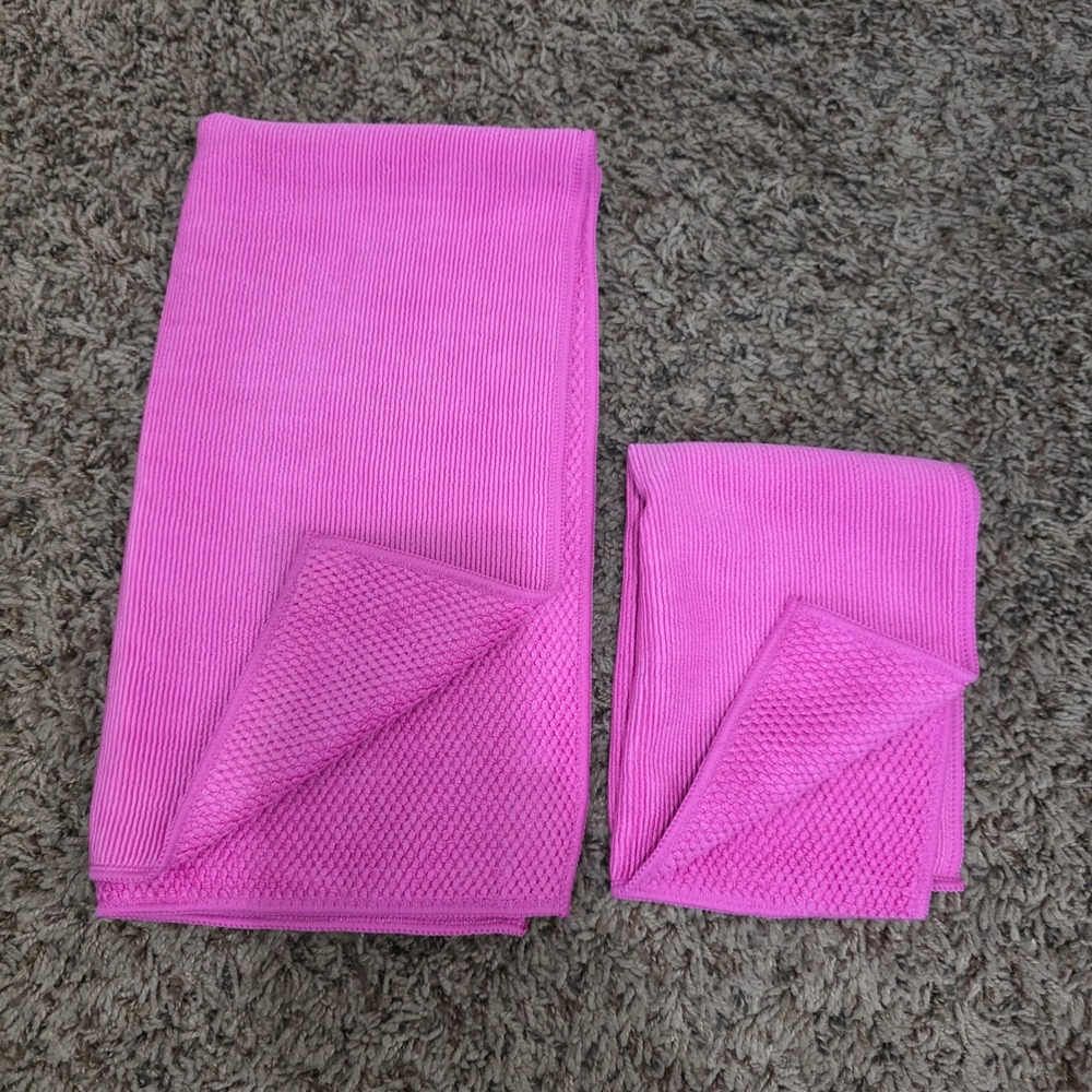 Norwex Kitchen 3pc Limited Edition Pink Ribbed Towel 2 Cloths BacLock Microfiber - Picture 4 of 7